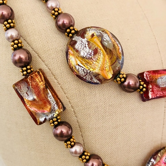 Vintage Beautiful Art Glass 925 NECKLACE - Picture 6 of 17